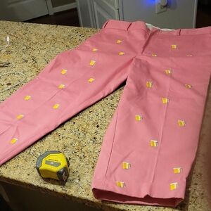 Men's Pink Embroidered Chinos
